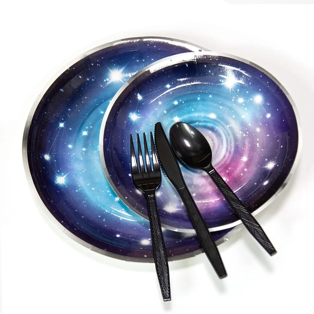 24 Sets Galaxy Party Tableware Disposable